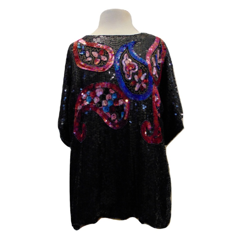 Vintage Joseph Le Bon sequin paisley top Sz L